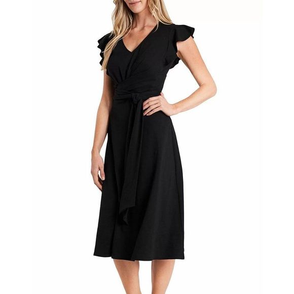 CeCe Black Midi Dress Size XL - Picture 1 of 3